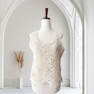 Rebellion 100% Cotton Floral Crochet Lace Tank. Size Large